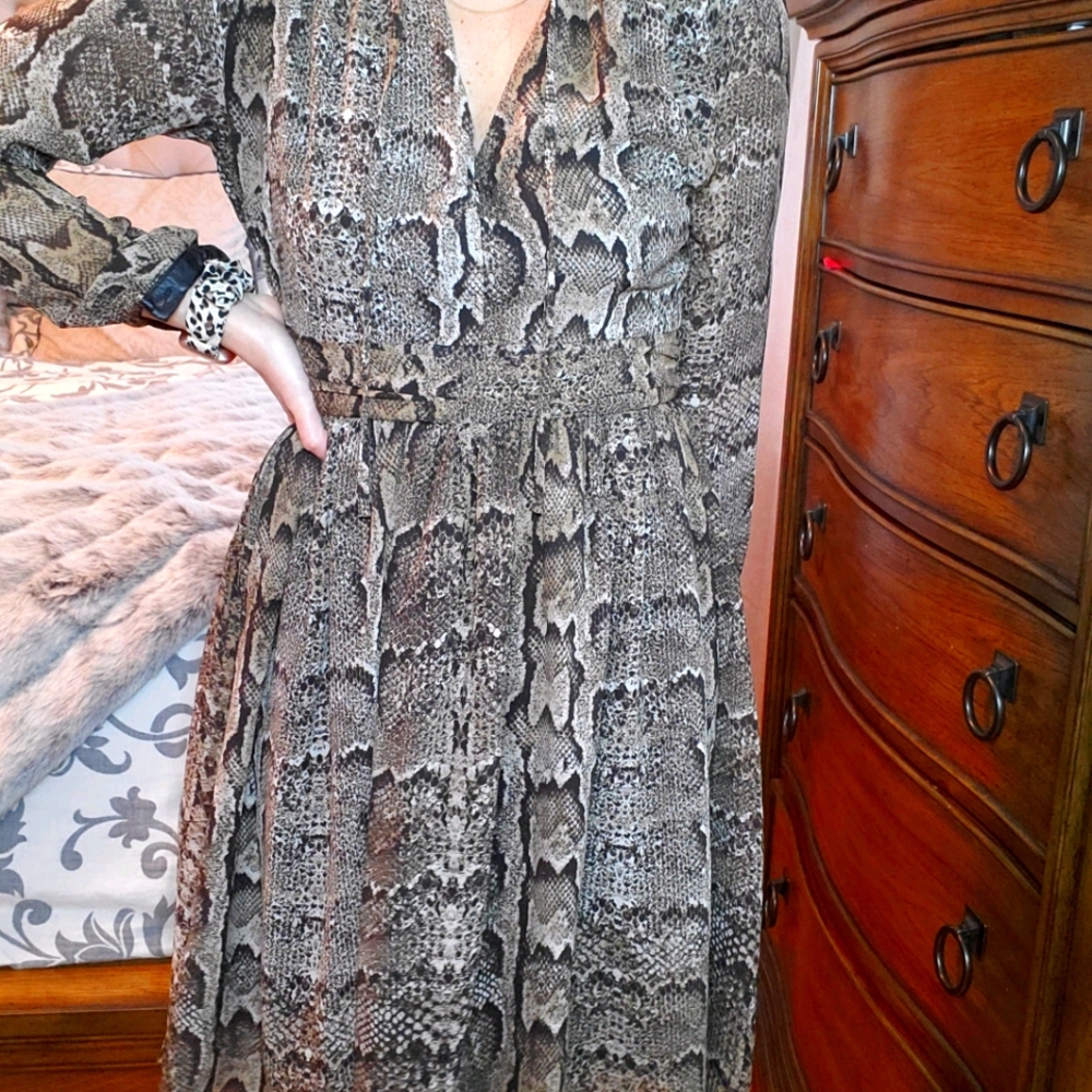 Snake Print Full Skirt Dress